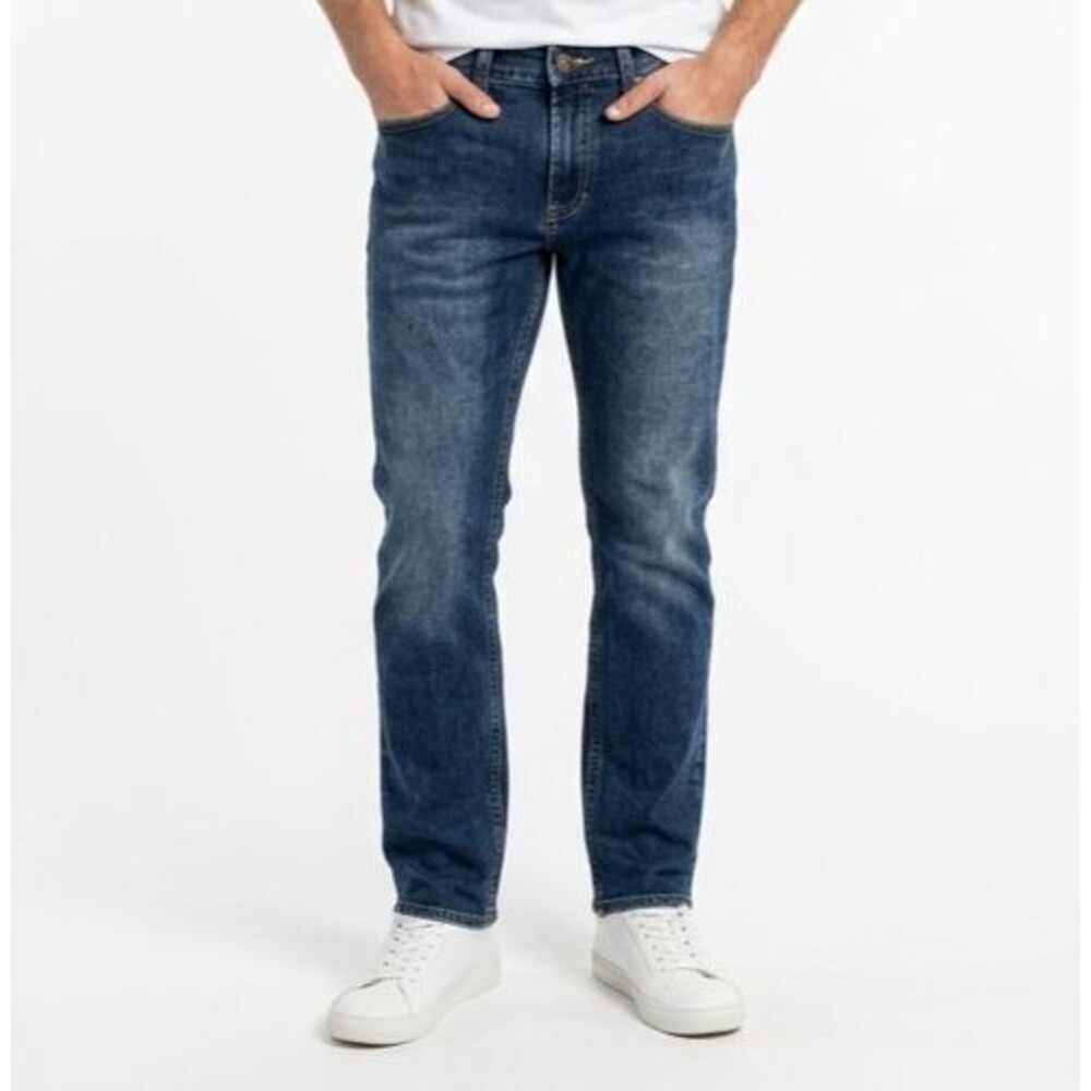 Urban Pipeline Slim Straight Jeans Mens 30x32 Dark Wash Sandblasted Denim Blue